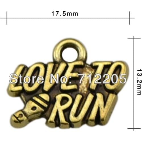 Fashion Antique bronze plated 50pcs 1 lot Vintage Love To Run sports charms(H106842)