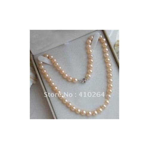 GENUINE NATURAL AKOYA PINK PEARL NECKLACE 7-8MM 18"