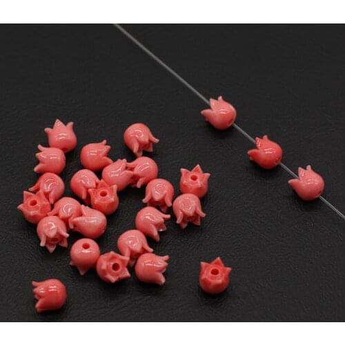 Natural Coral beads Flower Bud Shape pink Through hole Loose Spacer Beads for Jewelry Making DIY Bracelet Necklace Accessories