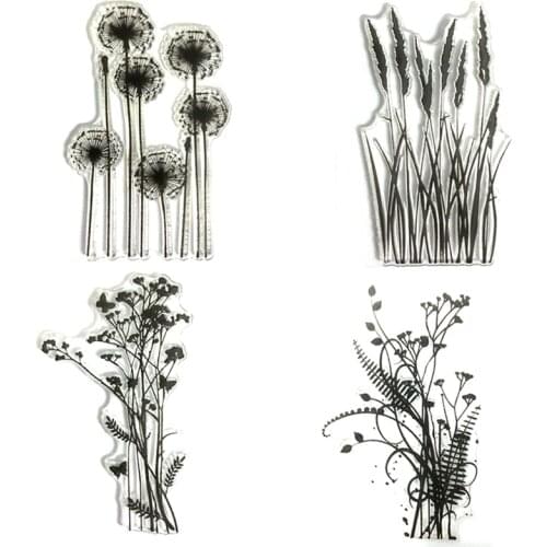 NEW Cutting Die With Clear Stamp Plant Flowers Forest Handbook Scrapbooking Paper Cards DIY Stencil Handcrafts Album Collection