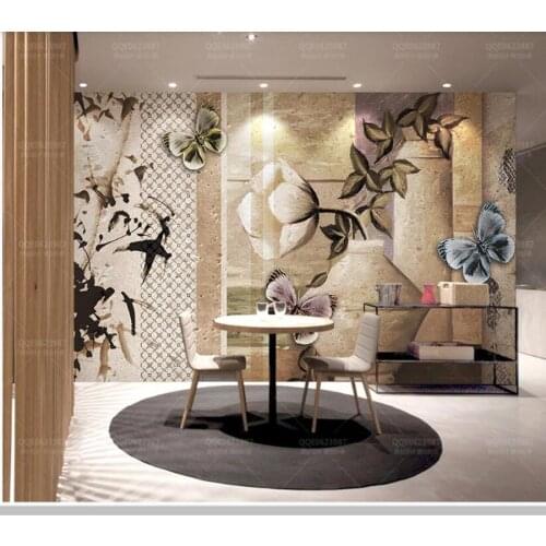 Papel de parede Retro American style floral bamboo mosaic 3d wallpaper,living room tv wall bedroom wall papers home decor mural