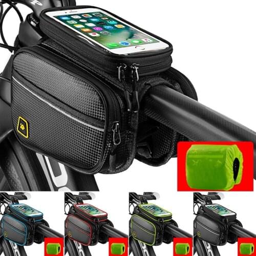 MTB Bicycle Front Bag Waterproof Phone Bag With Reflective Belt Waterproof Cover Mountain Road Bike Cycling Parts Accessories