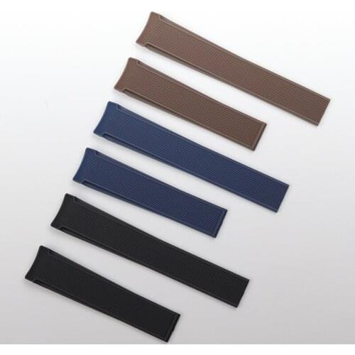 22mm Black Blue Brown Rubber Silicone Watch Strap Black Blue Brown Watchband Suitable for Tag Heuer CARRERA AQUARACER strap