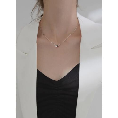 S925 Sterling Silver Necklace with Transfer Bead Love Pendant Clavicle Chain Accessories Girl Birthday Anniversary Gift