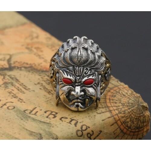 925 STERLING SILVER Bodhisattva pray MENS PUNK Biker Ring jewelry A1459
