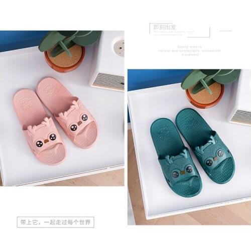 New summer slippers household couple PVC non-slip inflatable bottom bathroom slippers cartoon men and women sandals