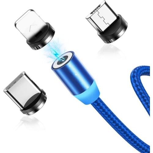 LED Magnetic Charging Cable For Tecno Spark 6 5 4 Air Pro Micro USB Type C 8pin For iPhone 6 7 8 Plus X Xs 11 Xr SE2 Xiaomi 10 9