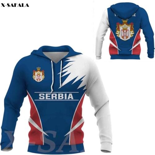 Serbia Central Europe Country Skull Map Flag 3D All Printed Hoodie Man Women Harajuku Zipper Pullover Sweatshirt Jacket