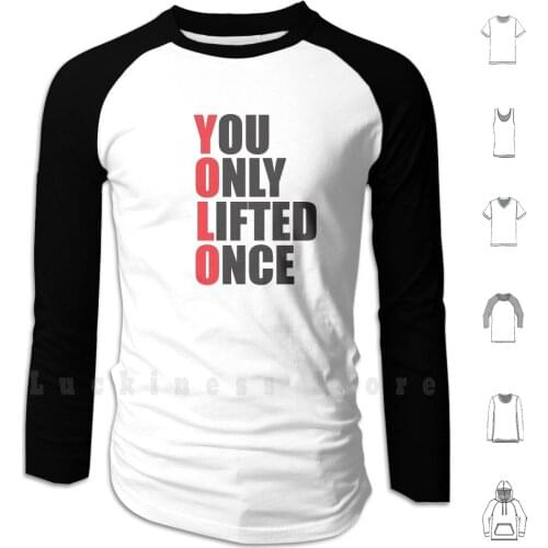 Yolo-You Only Lifted Once Hoodie Long Sleeve Zyzz Zeus Hercules Aesthetic Lifting Gym Mirin Brah Meme Bro