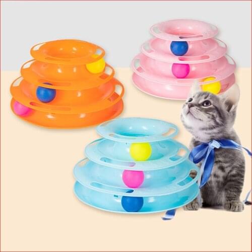 Three Levels Intelligence Toy for Cat Funny Cat Tower Puzzle Candy Color Grind Claws Amusement Ball Training Amusement Plate