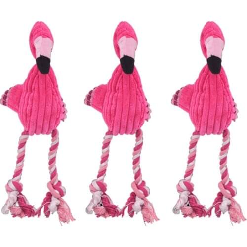 Cleaning Teeth Squeaky Interactive Cartoon Animal Flamingo Shaped Cotton Rope Dog Toy Pet Training Products Pet Chew Toys 1 pcs