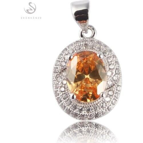 SHUNXUNZE jewellery christmas Wedding pendants for women accessories dropshipping Morganite Cubic Zirconia Rhodium Plated R3219