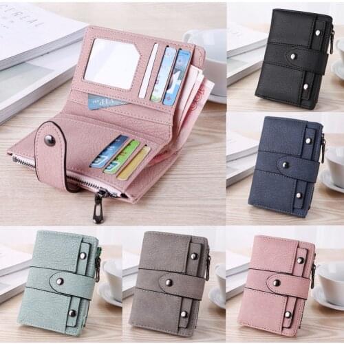 Women Walltet Retro PU Leather Small Short Purse Korea Fashion Classic Solid Clutch ID Credit Card Holder Card Case Money Purse