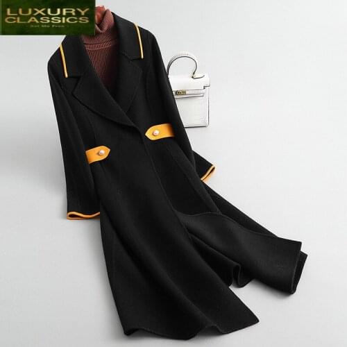 Female Elegant Wool Coat Long Woolen Jacket Women Korean Belt Blend Jacket Ladies Vintage Manteau Femme Hiver 2021 Zyw02
