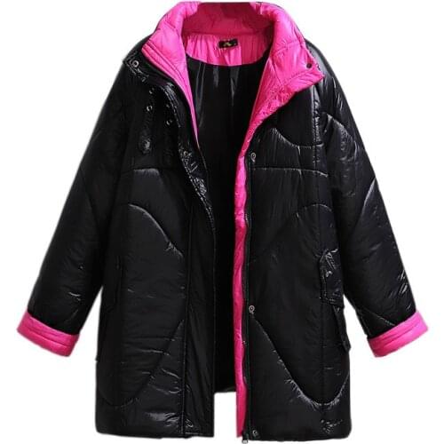 Oversize Winter Padded Jacket Women Thick Down Cotton Coat Loose Warm Black Casual Outwear Female Plus Size Bust 120-160cm KW457