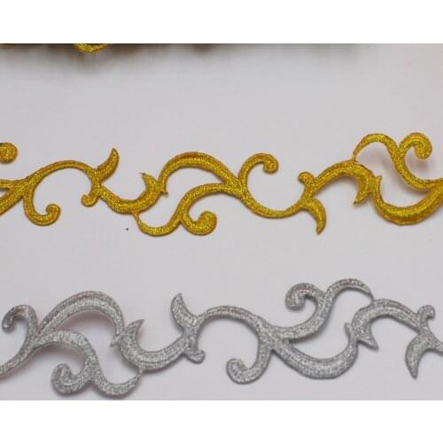 Gold And Silver Lace Ribbons 6 yards Cosplay Costumes Golden Embroidery Appliqued Lace 4.2CM