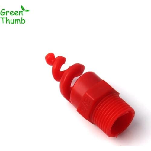 1-100pcs 3/8 Inch Male Thread Plastic Spiral Nozzle Red Atomizating Sprinkler for Garden Irrigation Spiral Cone Nozzle