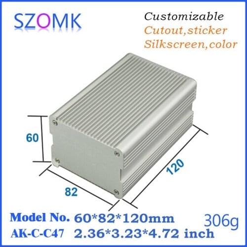 1 pc, 60*82*120mm aluminum extrusion enclosure case szomk aluminum amplifier chassis pcb aluminum box enclosure diy box
