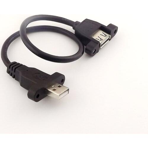 1x USB 2.0 A Male Plug Panel Mount to Female Jack with Screw Hole Panel Mount Connector Cable 30cm/50cm