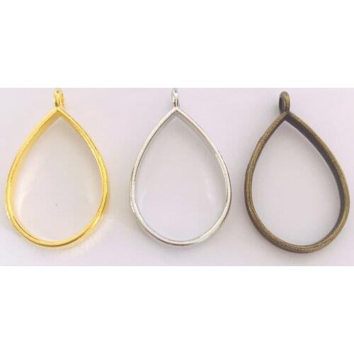 10Pcs Metal Drop Shape Geometric Hollow Frame Pendant Charm UV Epoxy Resin Craft Bezel For DIY Jewelry Making Accessories