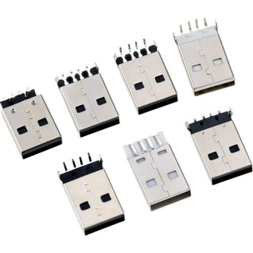 10PCS USB 2.0 Type A Welding/Paster/Solder wire/Plugboard Type Male Plug Connectors USB-A Tail Socket DIY Plug
