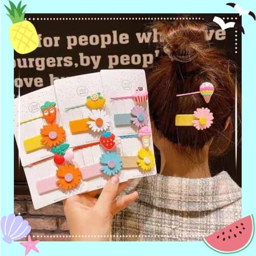 2pcs/lot 2021 Princess Vintage Shining Kids Barrettes Headwear Flowers Fruit Hairpins Children Hair Clips For Girls Accessories
