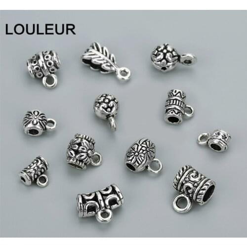 20pcs/lot Antique Charm Bail Beads Spacer Beads Pendant Clips Pendants Clasps Connectors For Bracelet Necklace Jewelry Making