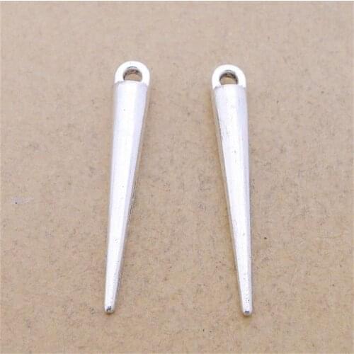 BULK 30 Zinc Alloy Minimalist Circular Cone Charms Shape Pendant Antique Silver Plated DIY Craft 5*24mm 1.9g