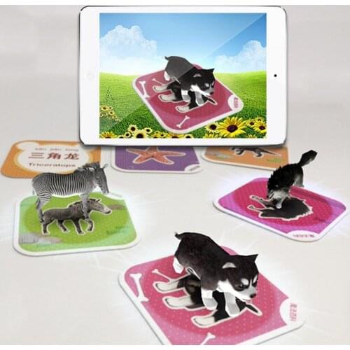 96PCS 4D Learning Card Vivid Animal Interactive Educational Game Fun Learning Word VR Card Early Education Montessori Toys