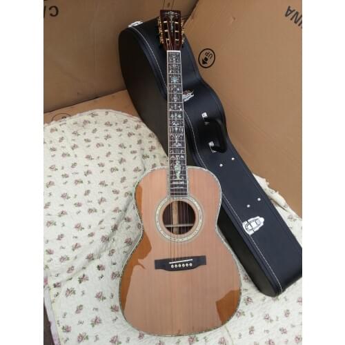 39 inches cedar top 00045 model acoustic guitar red pine 100% all real abalone acoustic electric guitar free shipping