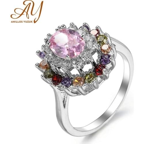 Anillos Yuzuk Silver 925 Jewelry Ring Women Wedding Ring Flower Crystal Zircon Stone Rings Female Party Engagement Fine Jewelry