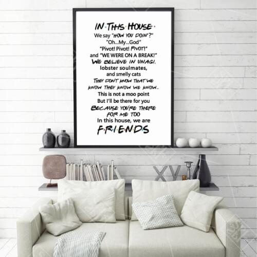 Friends Quotes TV Poster Friends Tv Show In This House Print Funny Quote Bedroom Poster Joey Tribbiani Rachel Canvas Painting