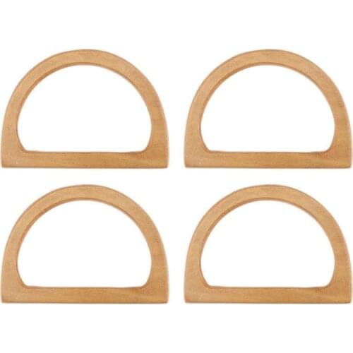 4PCS D-Shaped Wooden Purse Handles, Wood Replacement Handles for DIY Bag Purse Handbags Totes Clutch Making