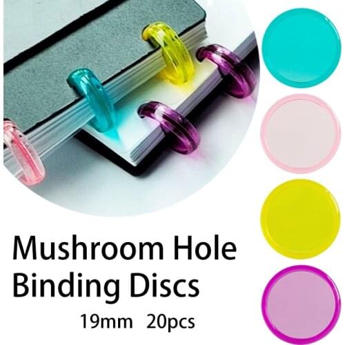 19mm20pcs Mushroom Hole Loose-leaf Binding Discs Plastic Transparent Binder Ring DIY 360 Degree Folding School Office Supplies