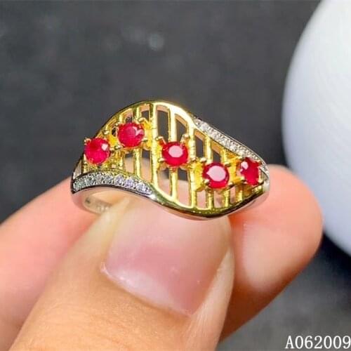 KJJEAXCMY fine jewelry 925 sterling silver inlaid natural ruby new ring exquisite girls ring support test
