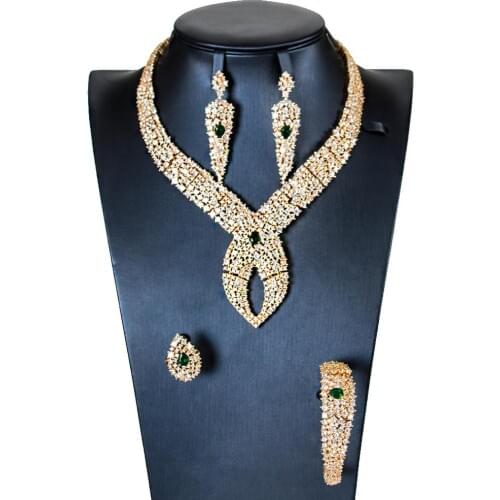 LAN PALACE new 5A cubic zirconia Anniversary jewelry sets Necklace/Earrings/Ring/Bracelet 4PCS for women free shipping