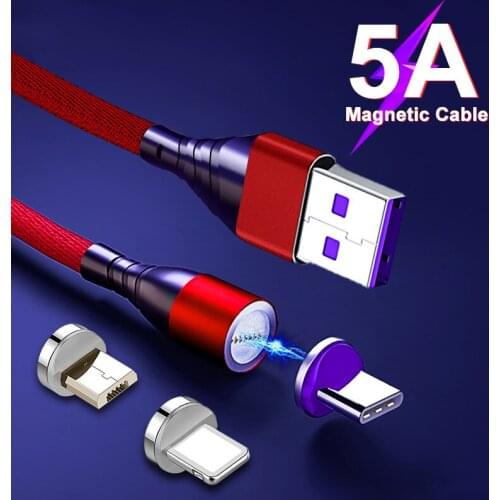 Magnetic charger cable micro USB Type C cable For iPhone Huawei Fast Charging 3 in 1 Wire Cord USB C Phone cable Support data