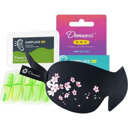 Cherry blossoms sleep eye mask breathable eye shade with 5 pairs anti-noise earlugs napping eye mask set