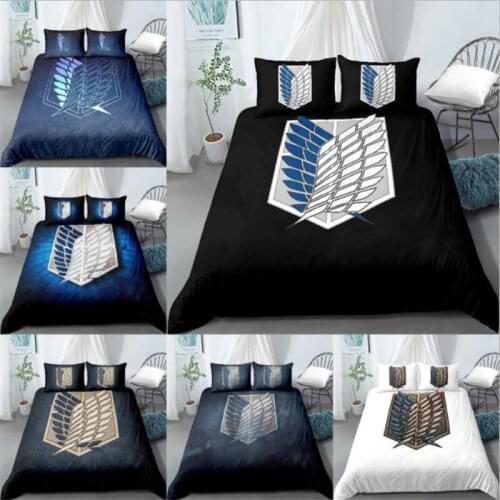 Fashion bedding set anime attack on titan wings of liberty printed quilt cover pillowcase 3pcs/set