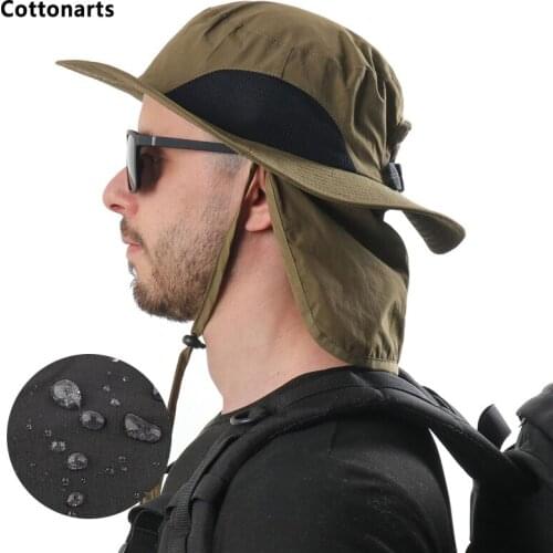 Men Lightweight Waterproof Sun Cap with Neck Cover Shawl Bucket Hats Women Adjustable Ponytail Hat Sun Protection Gorro Pescador