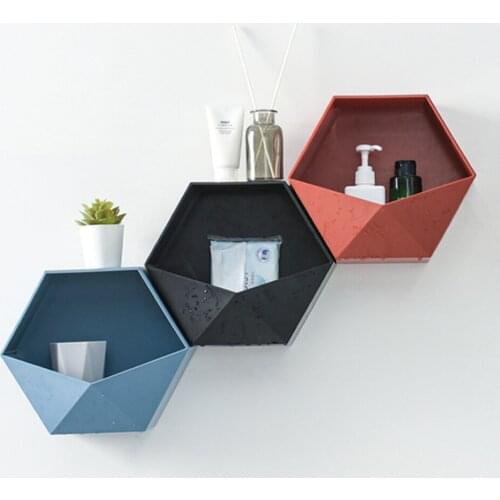 Hexagonal Hanging Shelf Personalized Geometry Shaped Living Room Wall Sundry Storage Holders Wall Shelf for Bedroom