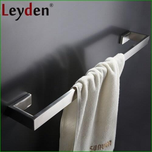 Leyden Brushed 304 Stainless Steel Single Towel Bar Wall Mounted Silver Towel Holder Rack For Bathroom Accessories Set