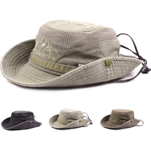 New Cotton Hat Mesh Men Bucket Hats Big Wide Brim Fishing Cap for Women Hiking Sombrero Gorro Unisex Sun Hat