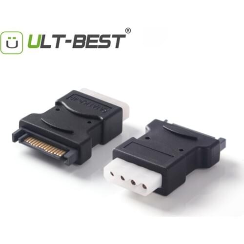 ULT-Best SATA Male to Female Adapter SATA 15P Male to Molex 4P Female Adapter Black