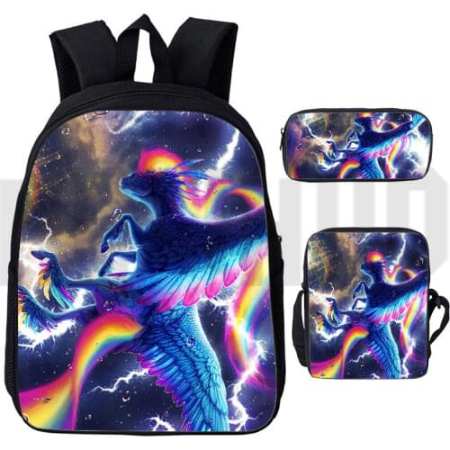 3D Unicorn Dabbing Casual Backpack School Bag for Girls Teenager Fashion Lovely Laptop Knapsack with Pen Bags Cute Messenger Bag