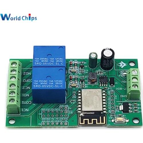 ESP8266 ESP-12F WIFI Relay Module 2 Channel 5V/8-80V Network Relay Switch Board For ARDUINO IDE Smart Home APP Remot Control