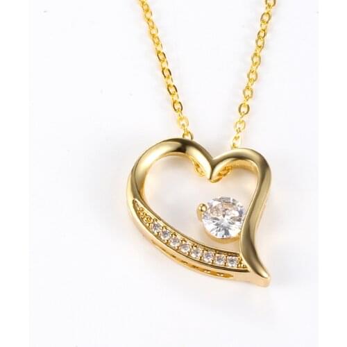 Luxury Gold Heart Pendant Necklaces for Women Cubic Zirconia Romantic Heart Shaped Lettering Necklace Fashion Jewelry