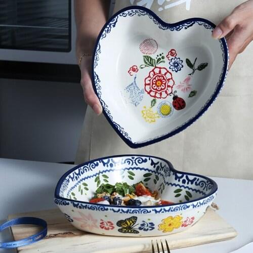 Butterfly flower heart-shaped love baking salad dessert soup rice bowl cheese baked pasta bowl tableware