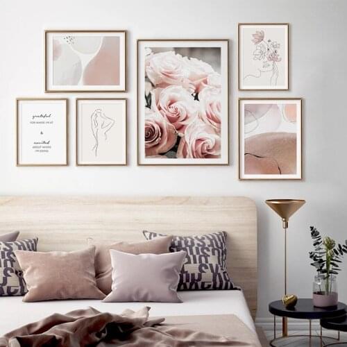 Modern Pink Floral Tone Abstract Pattern Canvas Painting Wall Art Posters And Prints Picture Bedroom Living Room Home Decoration