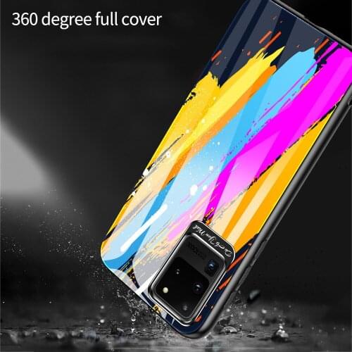 Glass Case For Samsung S20 S10e S10 Plus Note 10 Pro A71 A70 A51 A50 Case painted Tempered Glass TPU Protective full Cover Cases